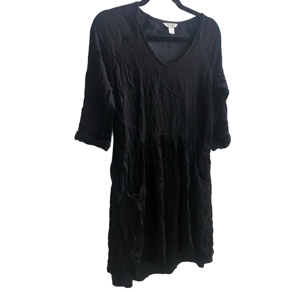 Garnet Hill Black V-Neck Dress Size 2 - Punk AF